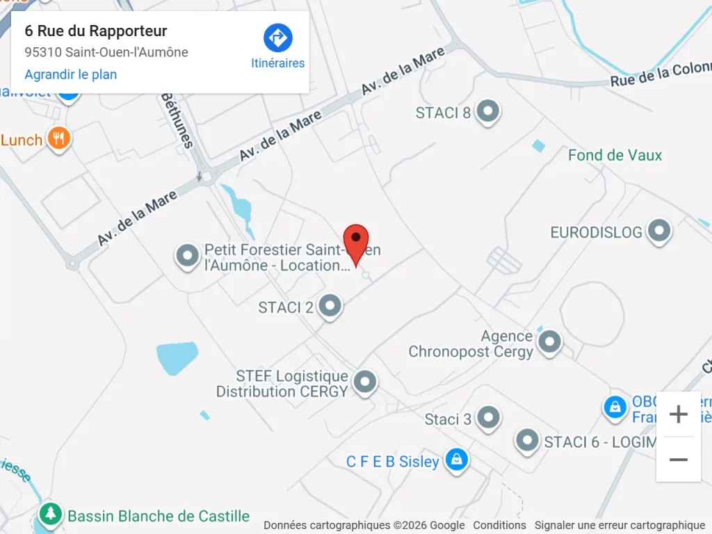 Plan d'accès Europ'Express, 6 rue du Rapporteur à Saint-Ouen-l'Aumône